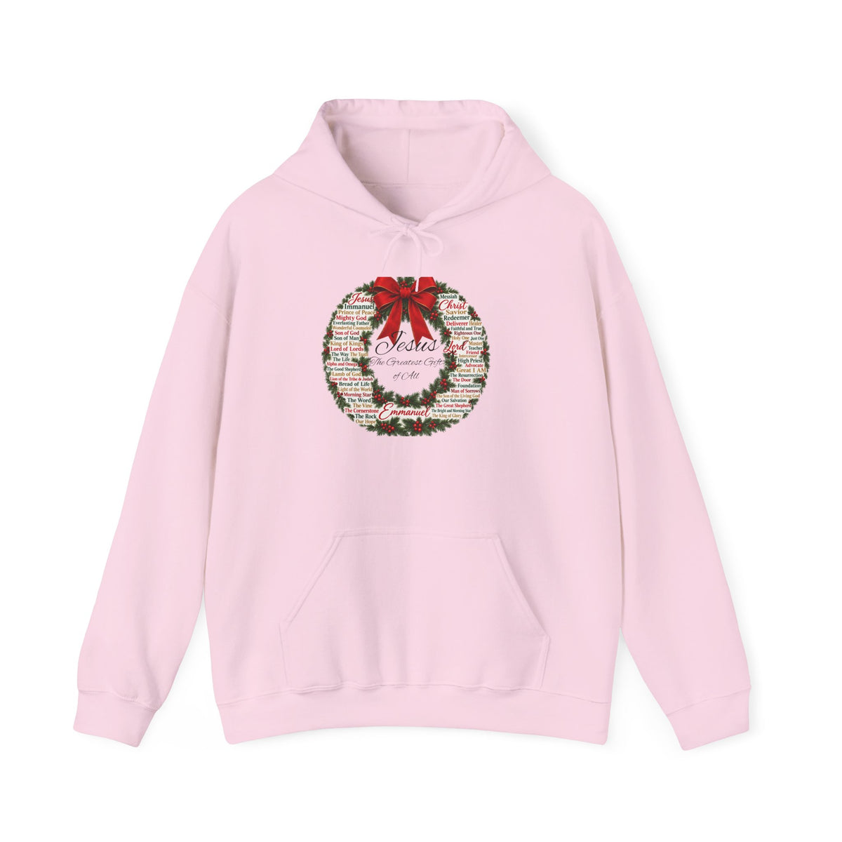 Names of Jesus Christmas Wreath Christian Heavy Blend™ Hooded Sweatshirt