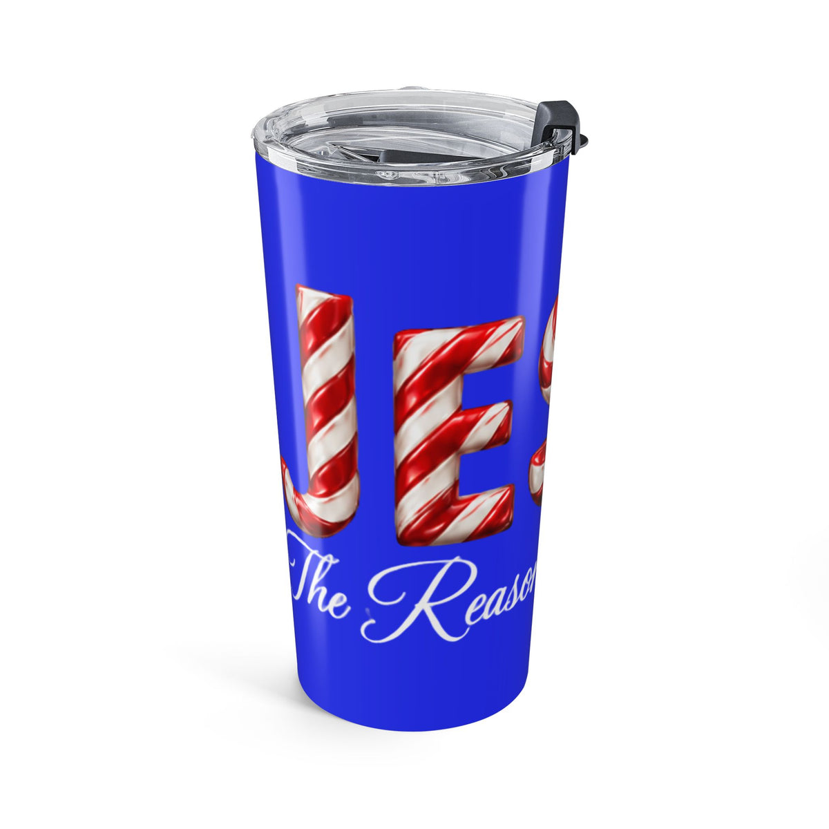 Jesus Is the Reason for the Season Christmas Tumbler Blue– Candy Cane Design Tumbler 20oz