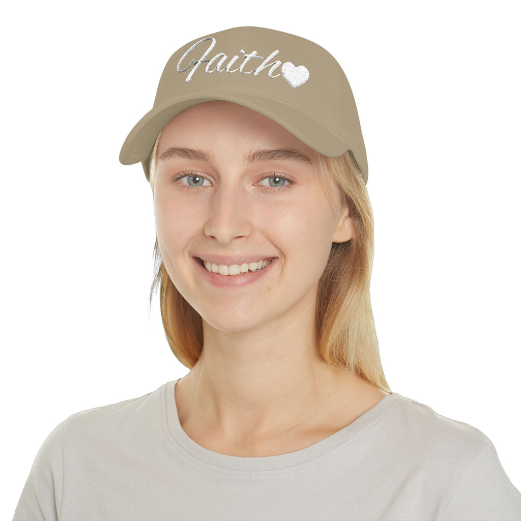 Faith Heart Embroidered Christian Cap – Inspirational Hat with White Script Design Low Profile Baseball Cap