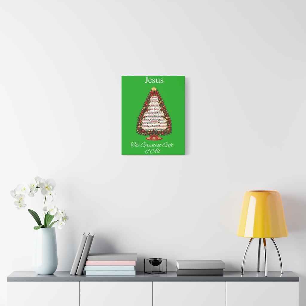 Jesus – The Greatest Gift of All | Christian Christmas Tree Wall Art, Matte Canvas, Stretched, 1.25"
