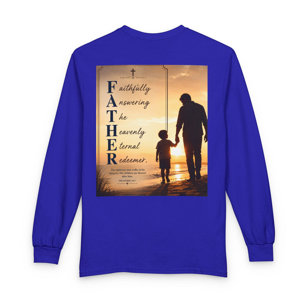 Faithful Father Christian Long Sleeve Shirt – Inspirational Dad Acrostic Sunset Design Unisex Long Sleeve T-Shirt