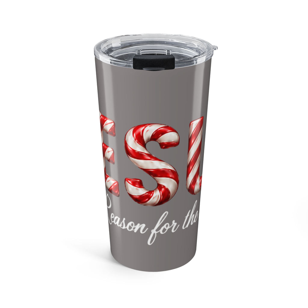 Jesus Is the Reason for the Season Christmas Tumbler Gray– Candy Cane Design Tumbler 20oz