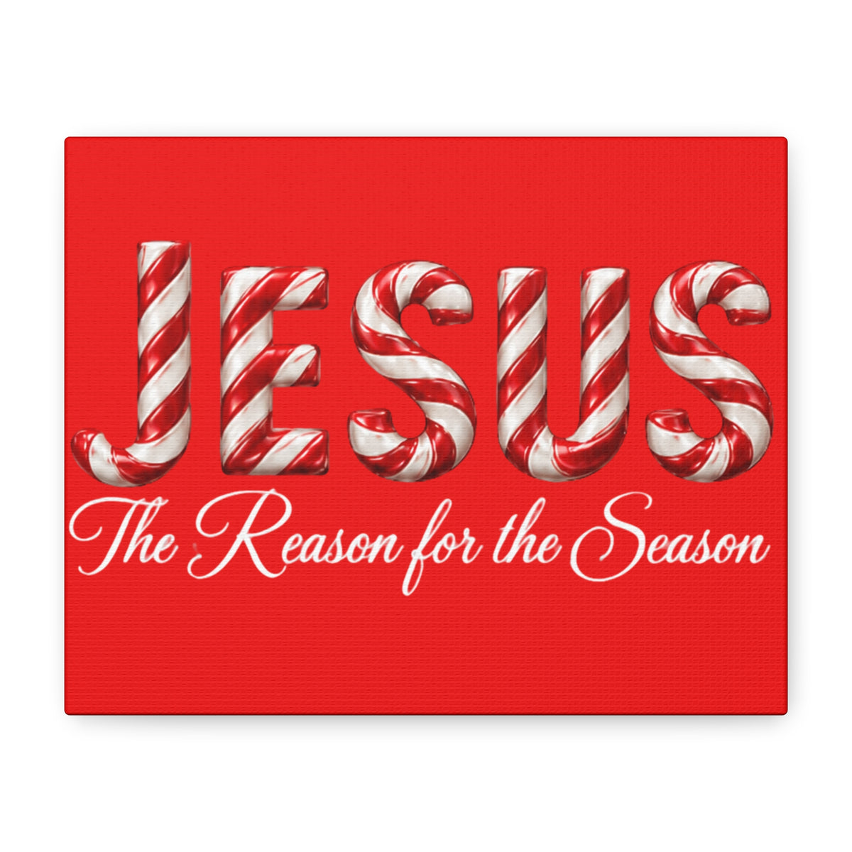 Jesus The Reason for the Season Christmas Wall Art – Candy Cane Christian Holiday Decor, Matte Canvas, Stretched, 1.25"