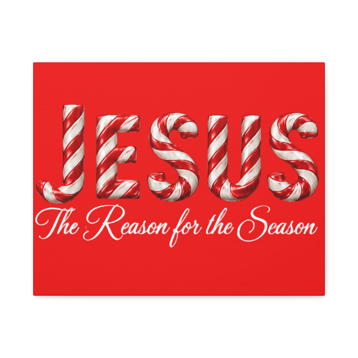 Jesus The Reason for the Season Christmas Wall Art – Candy Cane Christian Holiday Decor, Matte Canvas, Stretched, 1.25"