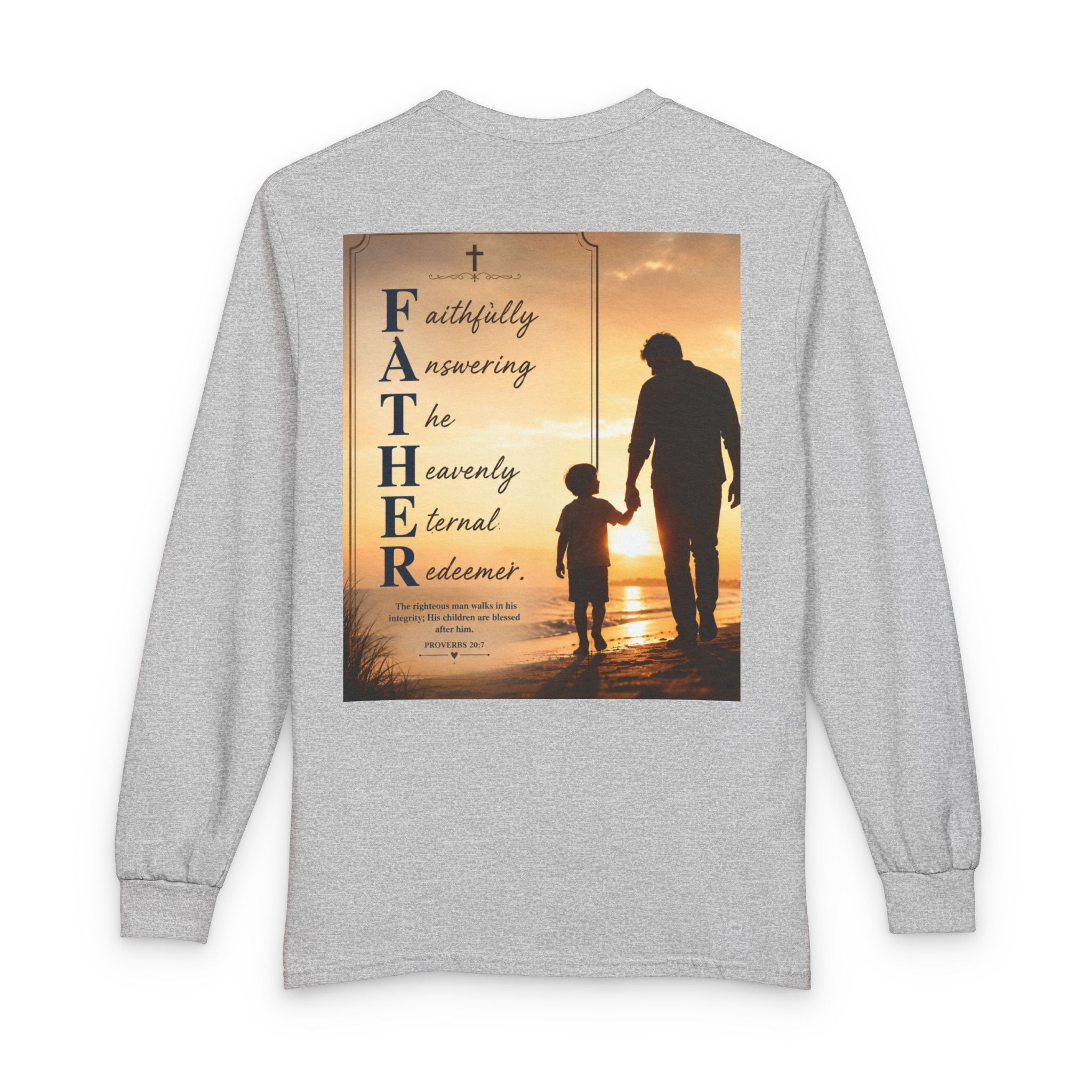 Faithful Father Christian Long Sleeve Shirt – Inspirational Dad Acrostic Sunset Design Unisex Long Sleeve T-Shirt