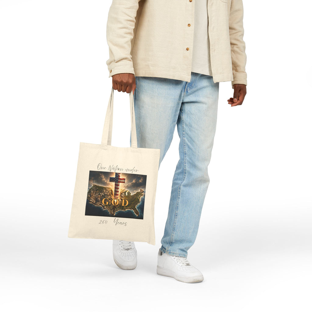 One Nation Under God Patriotic Christian Cotton Canvas Tote Bag