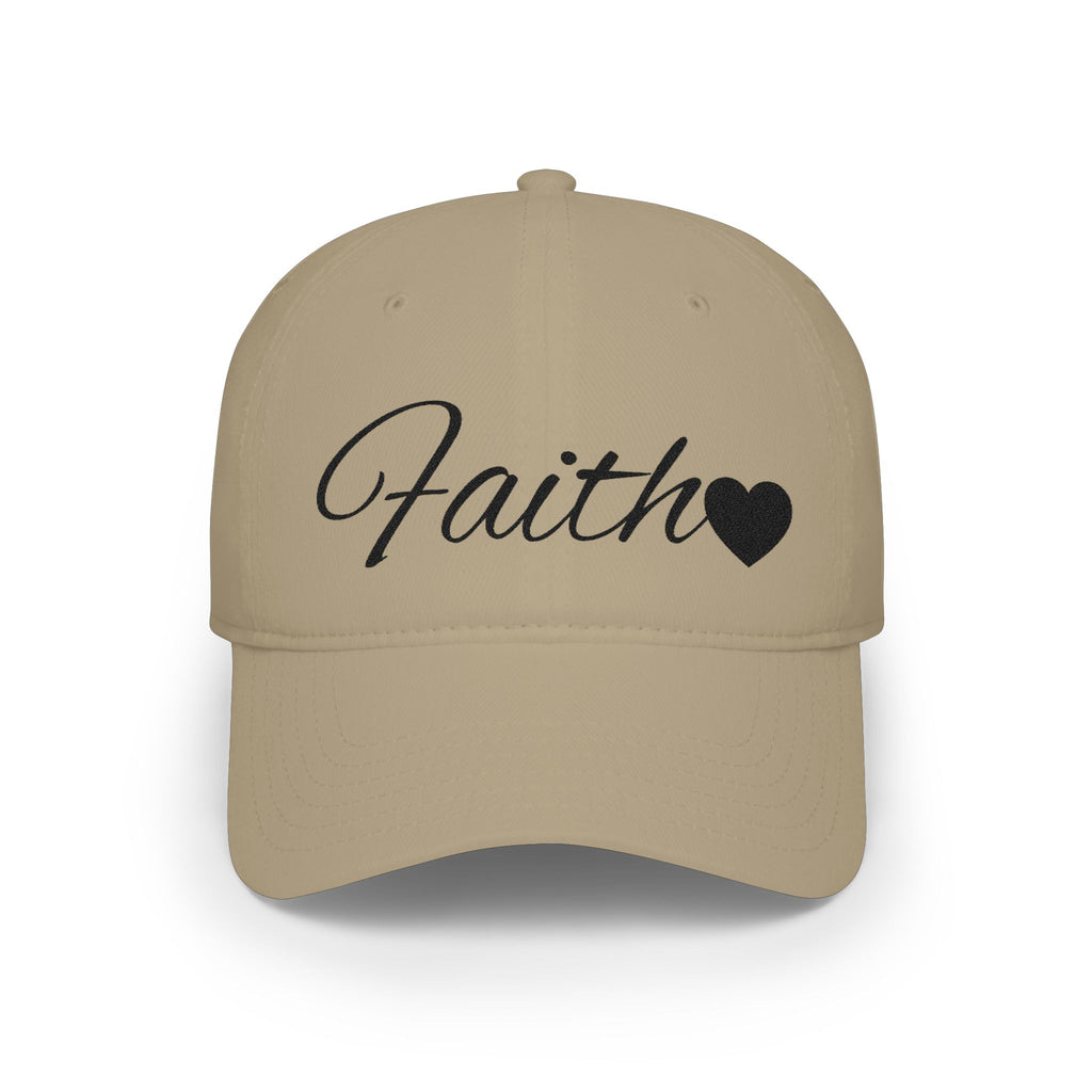 Faith Heart Embroidered Christian Cap – Inspirational Hat with Black Script Design Low Profile Baseball Cap