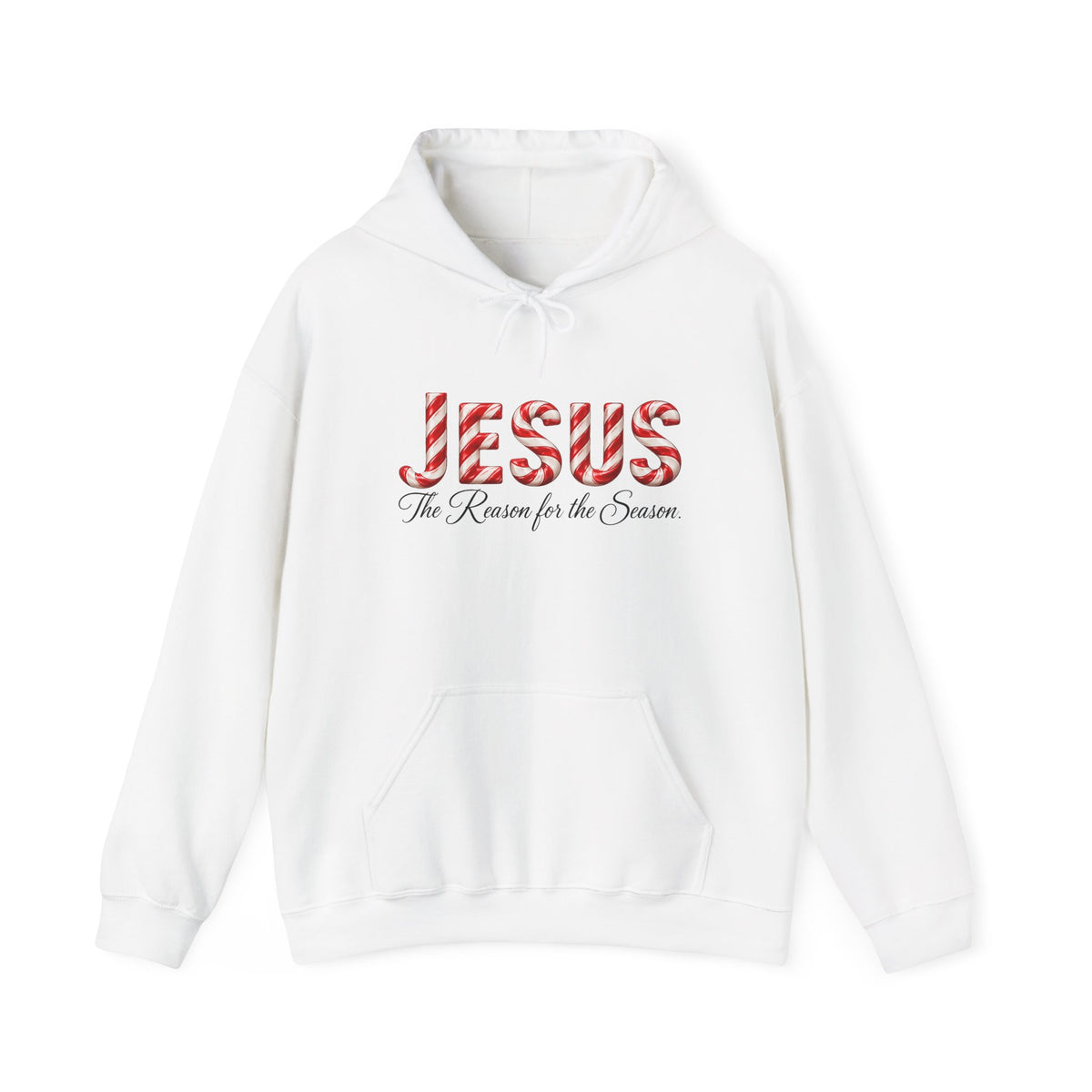 Jesus Is the Reason for the Season – Candy Cane Christmas Christian Hoodie-Unisex Heavy Blend™ Hooded Sweatshirt