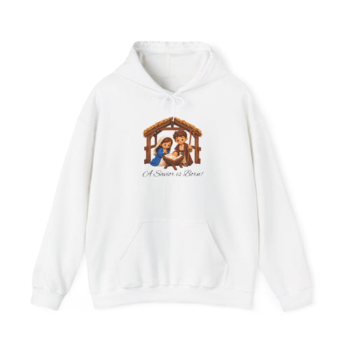 A Savior Is Born Nativity Christmas Heavy Blend™ Hooded Sweatshirt