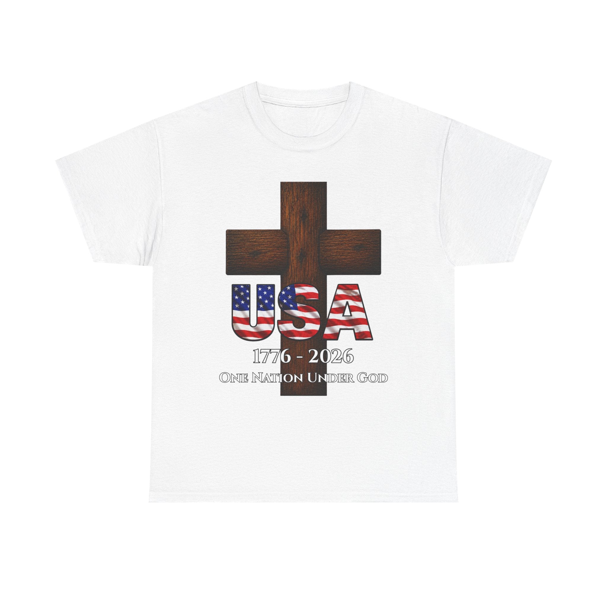 USA Cross 1776-2026 One Nation Under God Patriotic Christian T-Shirt