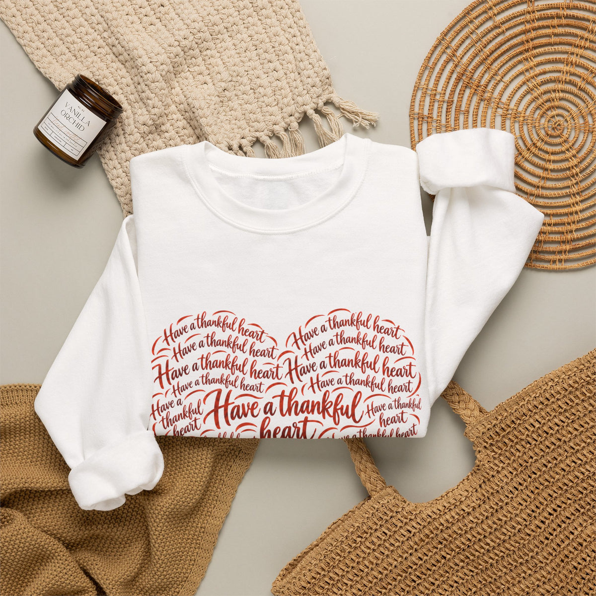 Have a Thankful Heart Sweatshirt – Inspirational Christian Faith Sweatshirt – Thanksgiving Graphic Pullover-Unisex Heavy Blend™ Crewneck Sweatshirt