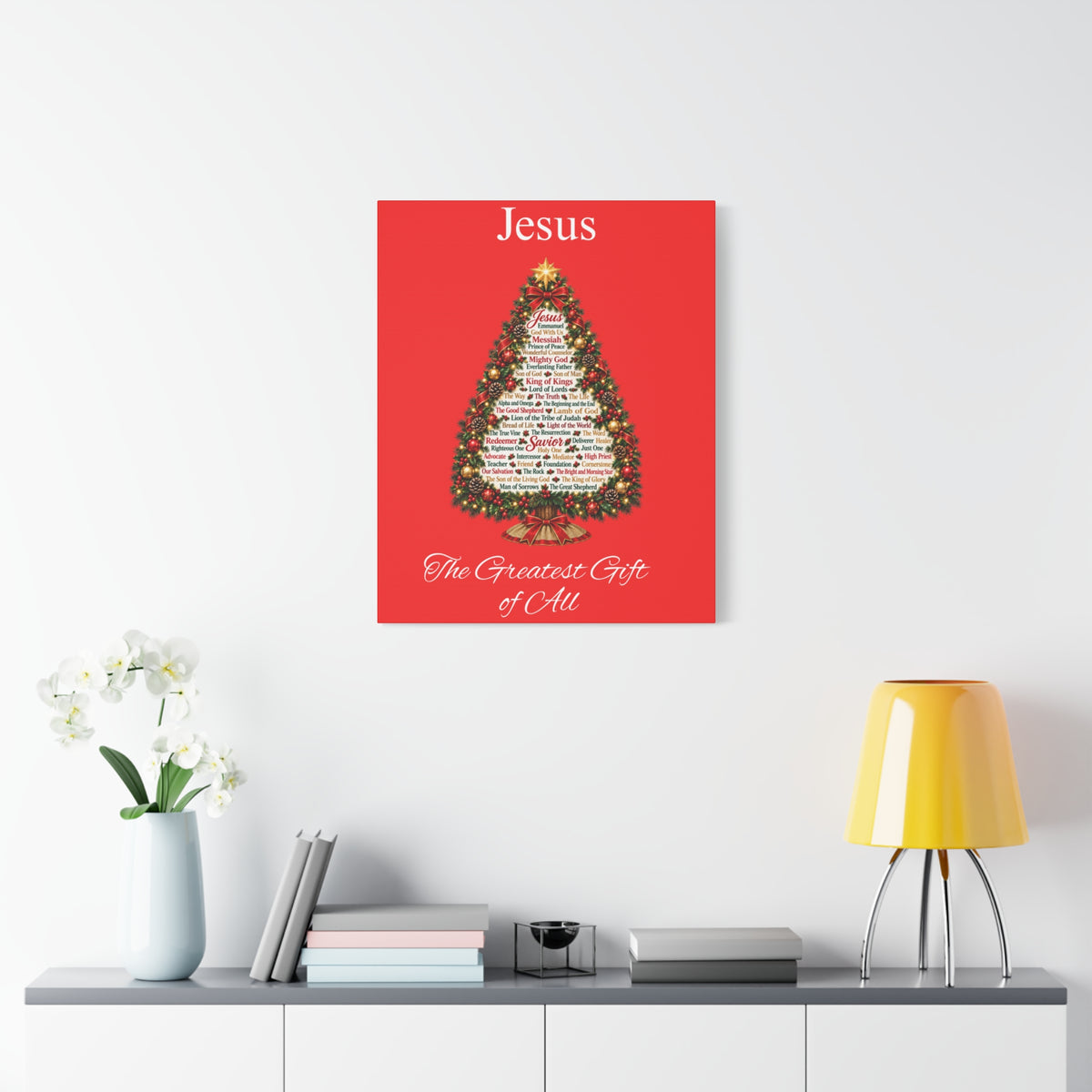 Jesus – The Greatest Gift of All | Christian Christmas Tree Wall Art, Matte Canvas, Stretched, 1.25"