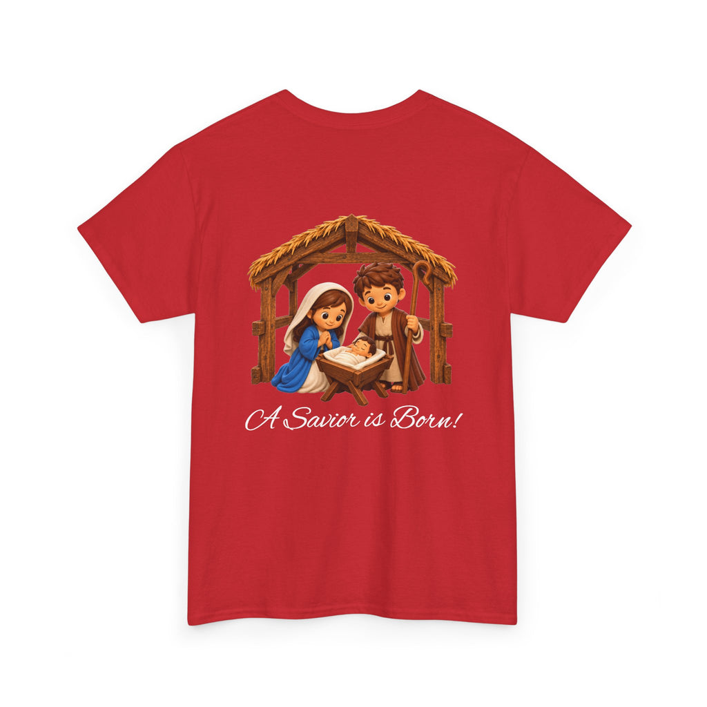 A Savior Is Born Nativity Christmas Heavy Cotton Tee