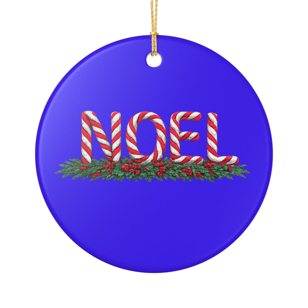 Candy Cane Noel Ceramic Decoration Ornament, (1pc)