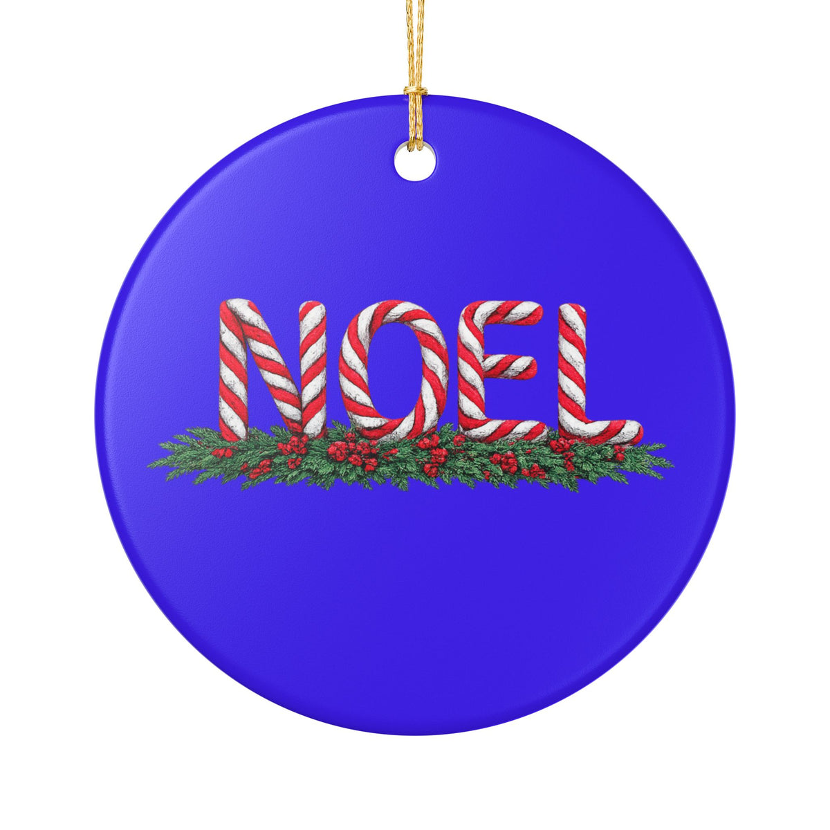 Candy Cane Noel Ceramic Decoration Ornament, (1pc)
