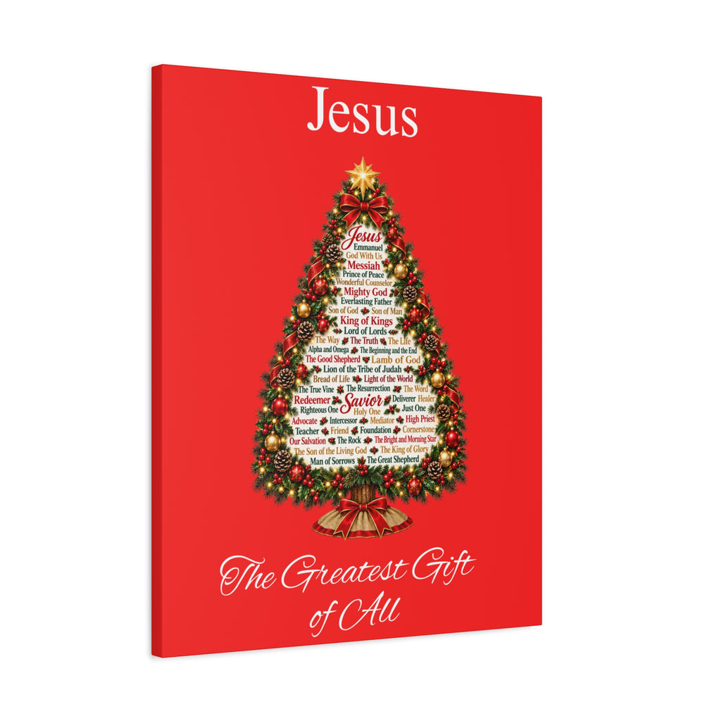 Jesus – The Greatest Gift of All | Christian Christmas Tree Wall Art, Matte Canvas, Stretched, 1.25"