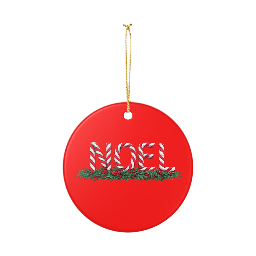 Candy Cane Noel Ceramic Decoration Ornament, (1pc)