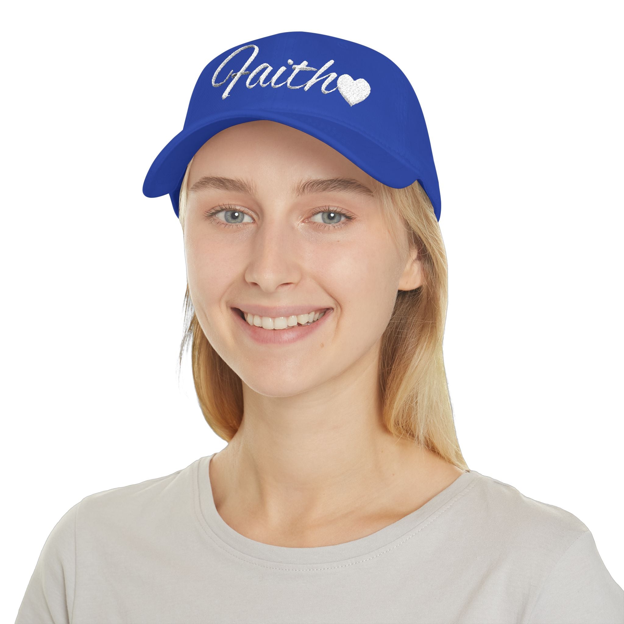 Faith Heart Embroidered Christian Cap – Inspirational Hat with White Script Design Low Profile Baseball Cap