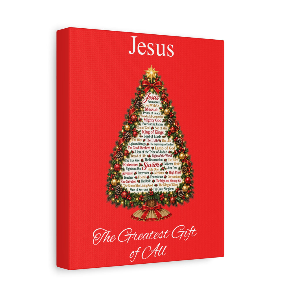 Jesus – The Greatest Gift of All | Christian Christmas Tree Wall Art, Matte Canvas, Stretched, 1.25"