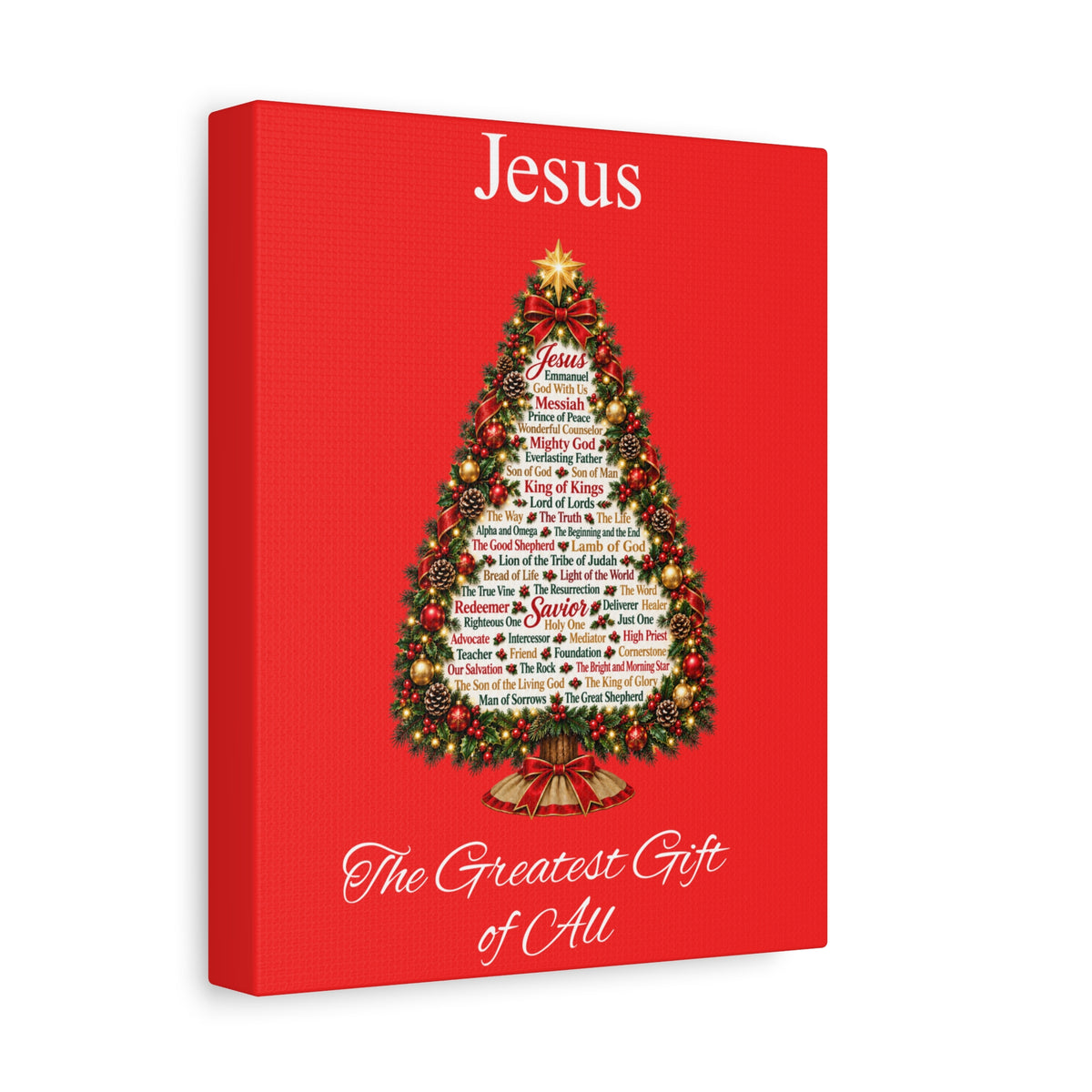 Jesus – The Greatest Gift of All | Christian Christmas Tree Wall Art, Matte Canvas, Stretched, 1.25"
