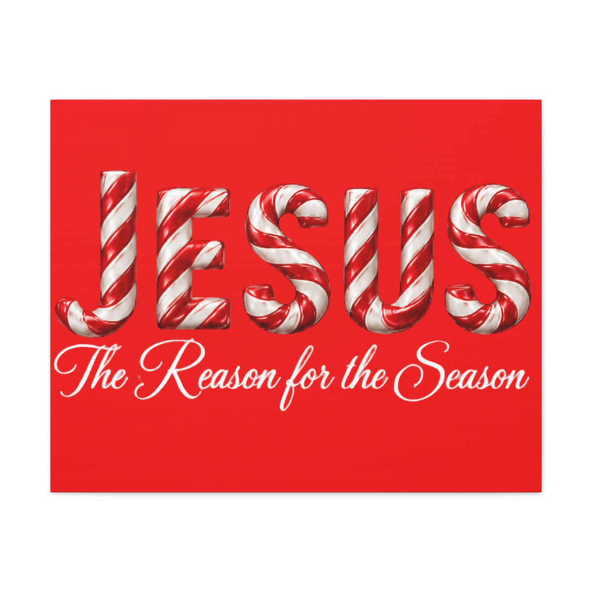 Jesus The Reason for the Season Christmas Wall Art – Candy Cane Christian Holiday Decor, Matte Canvas, Stretched, 1.25"