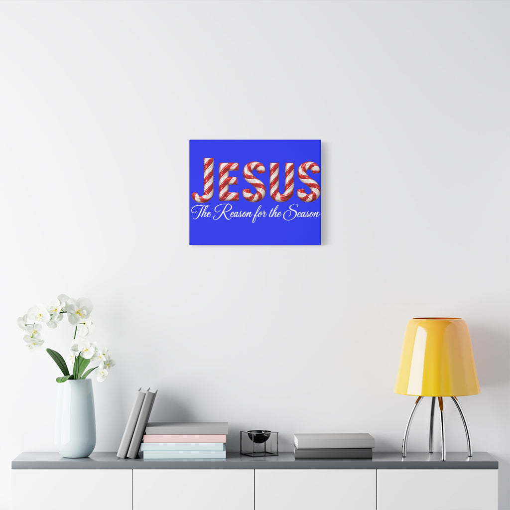 Jesus The Reason for the Season Christmas Wall Art – Candy Cane Christian Holiday Decor, Matte Canvas, Stretched, 1.25"