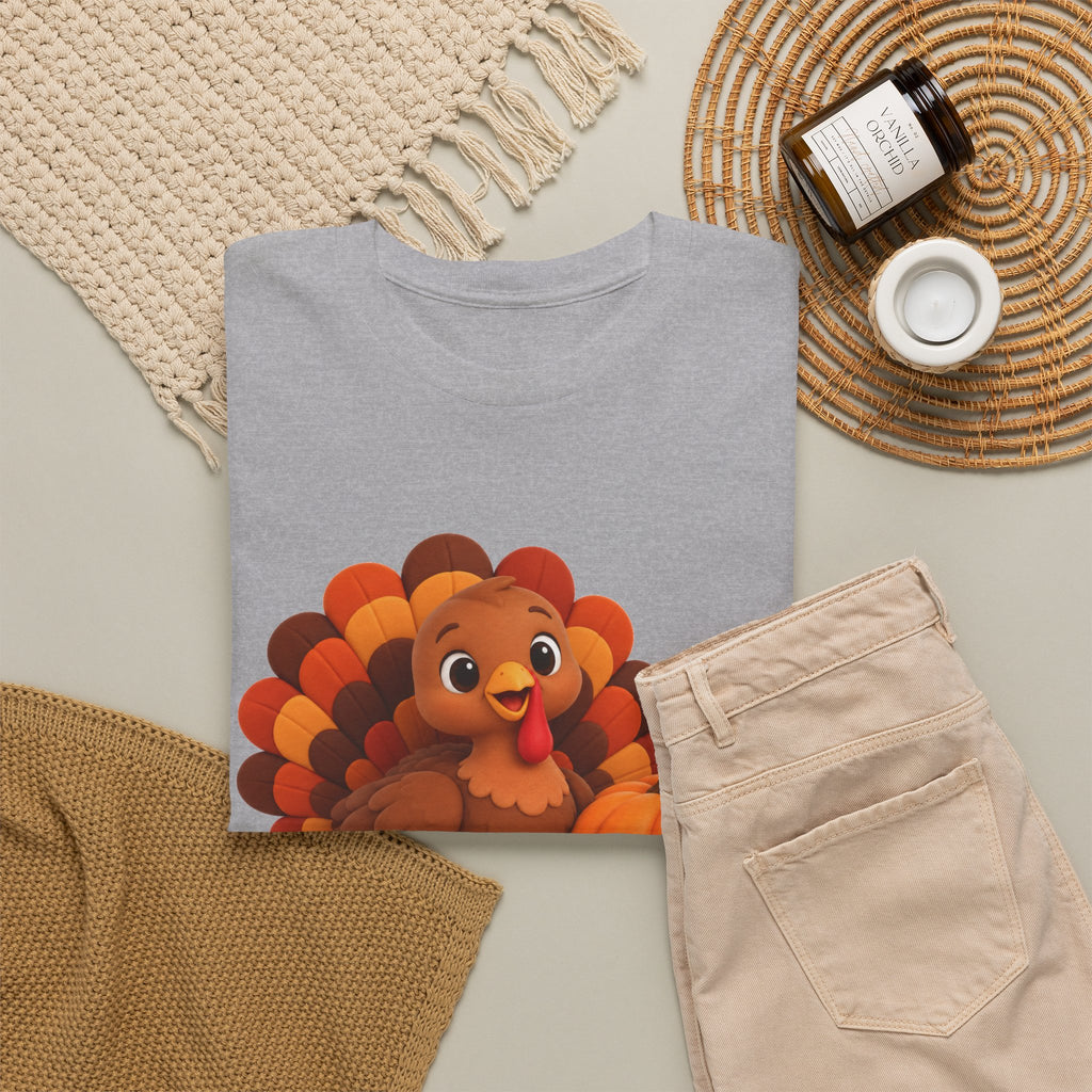 Be Thankful Thanksgiving Turkey & Pumpkin T-Shirt – Cute Fall Holiday Graphic Unisex Heavy Cotton Tee