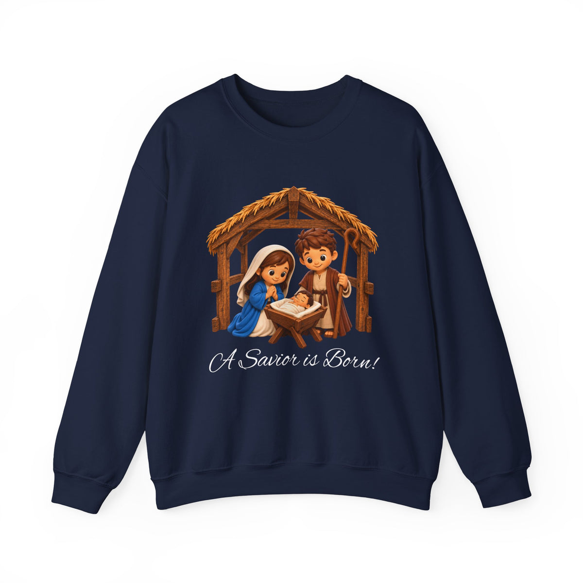 A Savior Is Born Nativity Christmas Heavy Blend™ Crewneck Sweatshirt