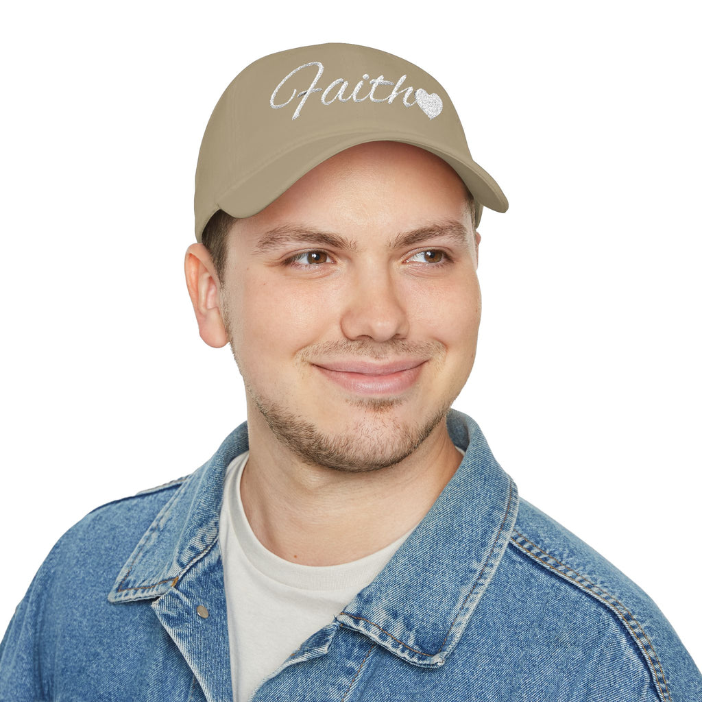 Faith Heart Embroidered Christian Cap – Inspirational Hat with White Script Design Low Profile Baseball Cap