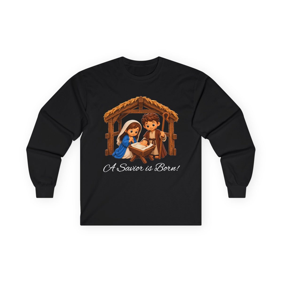 A Savior Is Born Nativity Christian Christmas Ultra Cotton Long Sleeve Tee