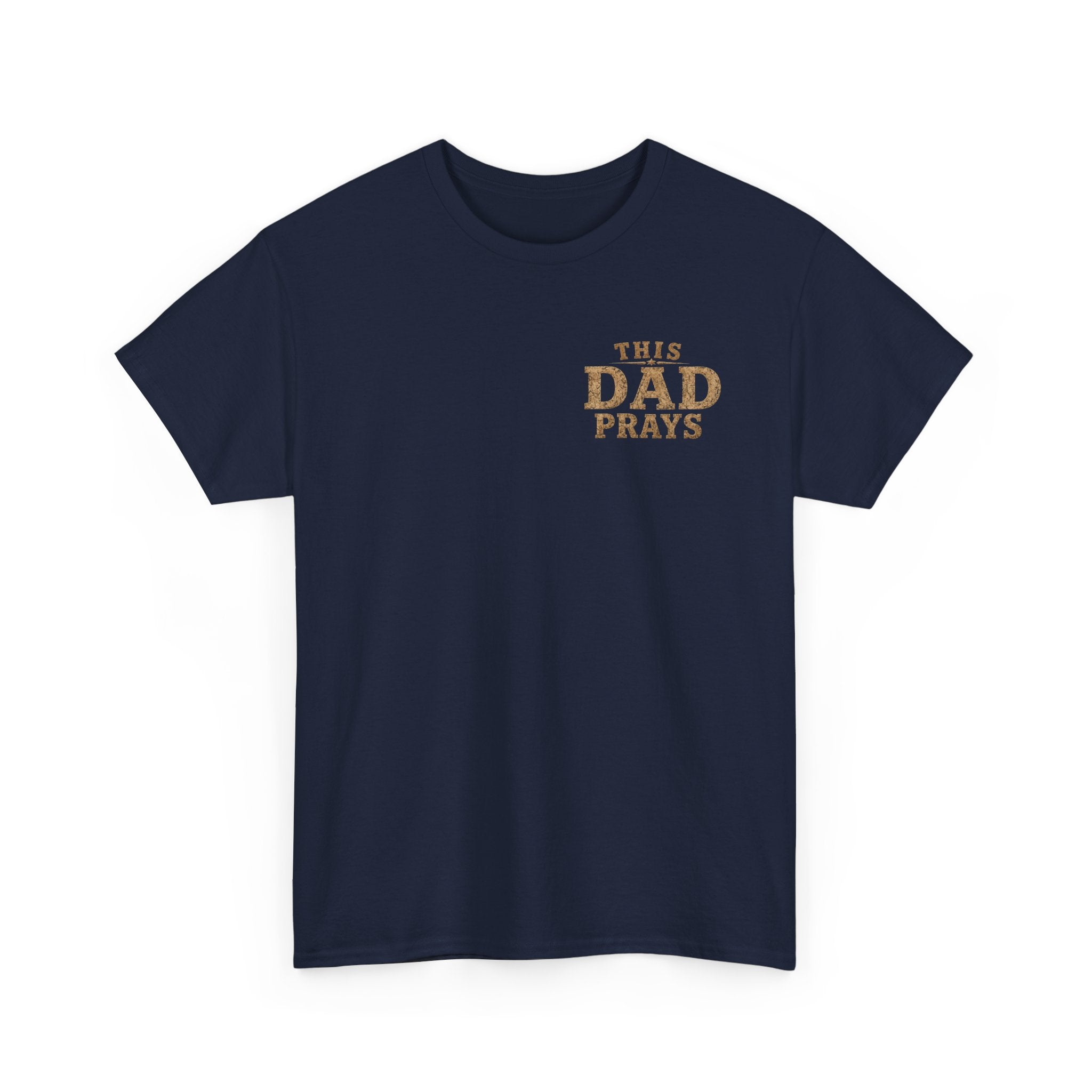 This Dad Prays Christian Outdoors T-Shirt – Faith, Family & Wilderness Sunset TeeUnisex Heavy Cotton Tee