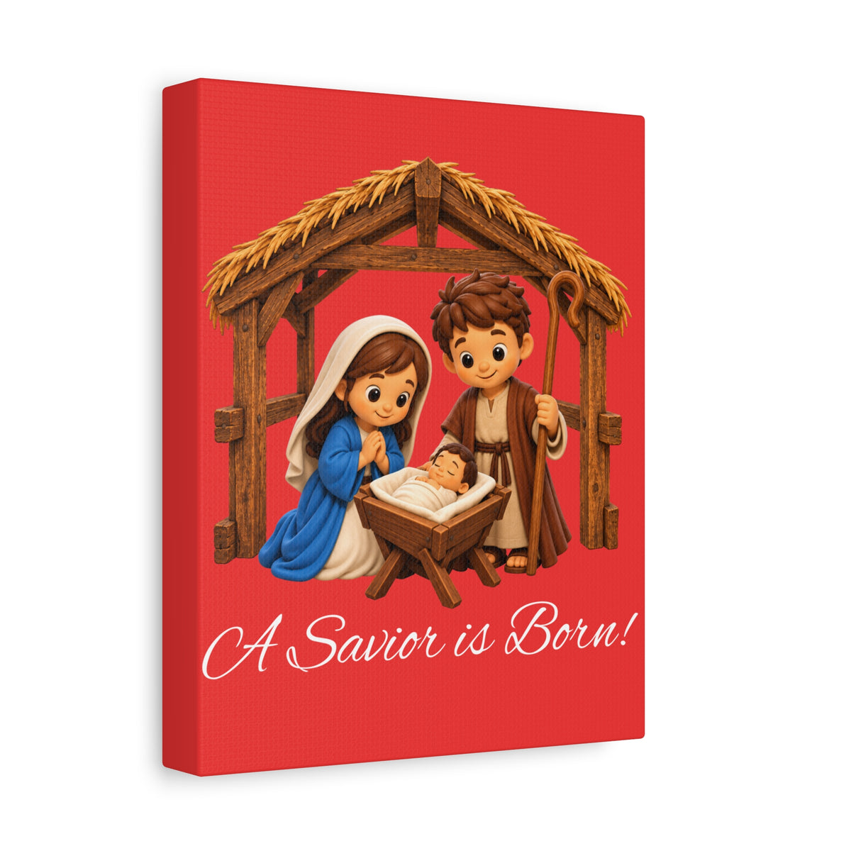 A Savior Is Born Nativity Christmas Canvas Wall Art, Matte Canvas, Stretched, 1.25"