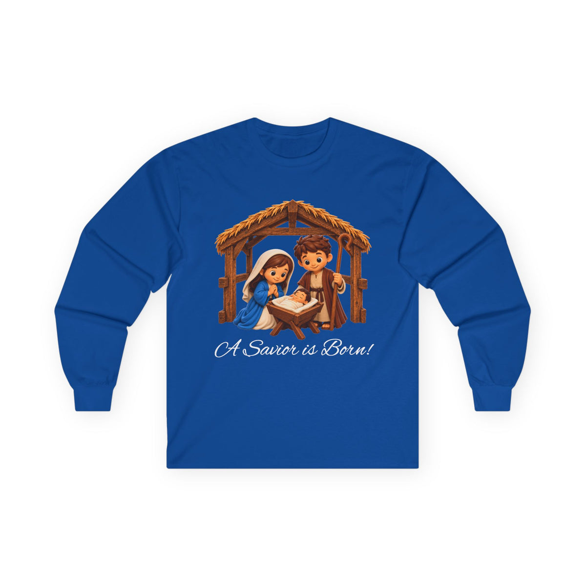 A Savior Is Born Nativity Christian Christmas Ultra Cotton Long Sleeve Tee