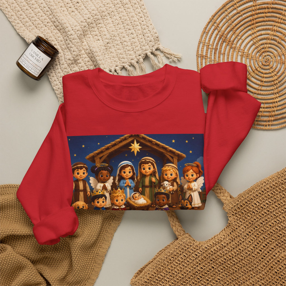 A Savior Is Born Nativity Christmas Sweatshirt – Christian Faith Holiday Heavy Blend™ Crewneck Sweatshirt