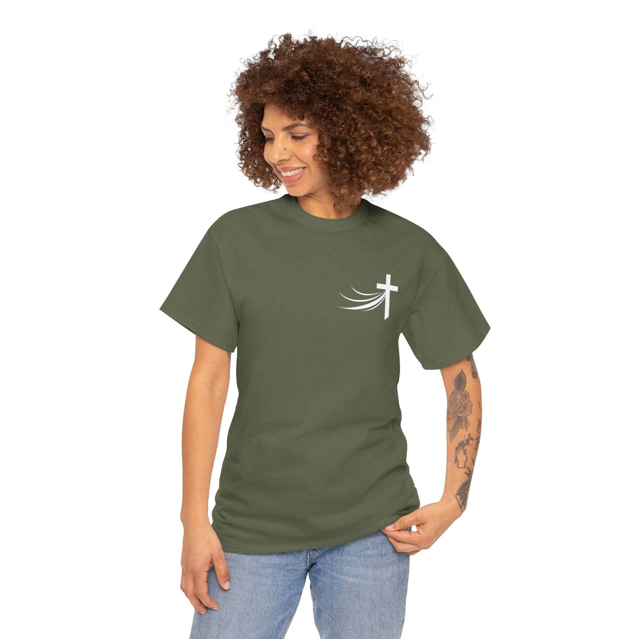 Christ Did It Christian T-Shirt – Cross & Swoosh Faith Tee