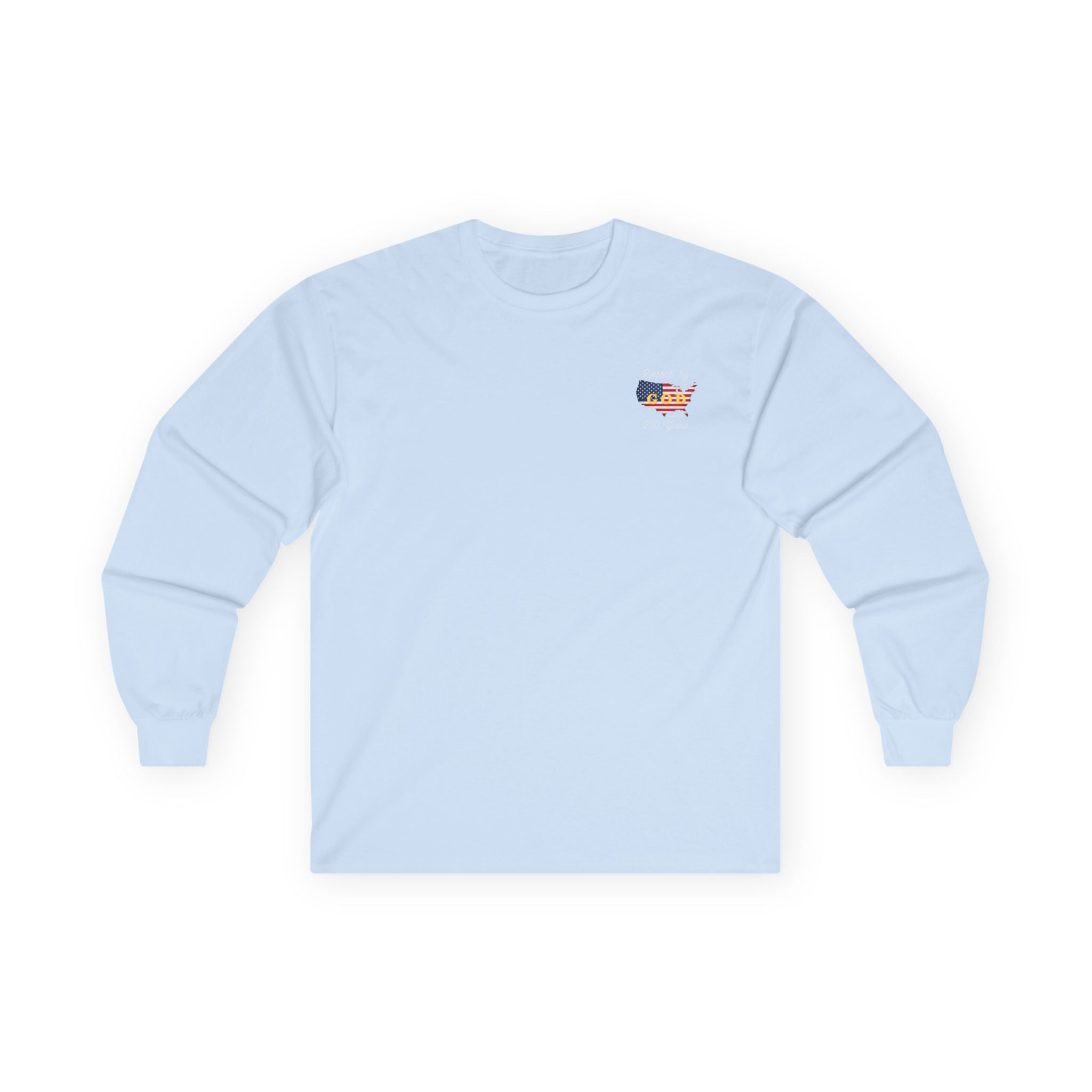Blessed by God 250 Years - Patriotic USA Faith Cotton Long Sleeve Tee