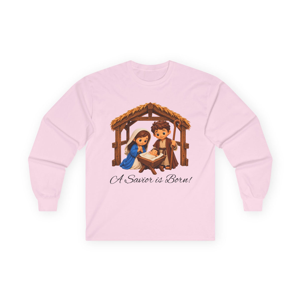 A Savior Is Born Nativity Christian Christmas Long Sleeve T-Shirt