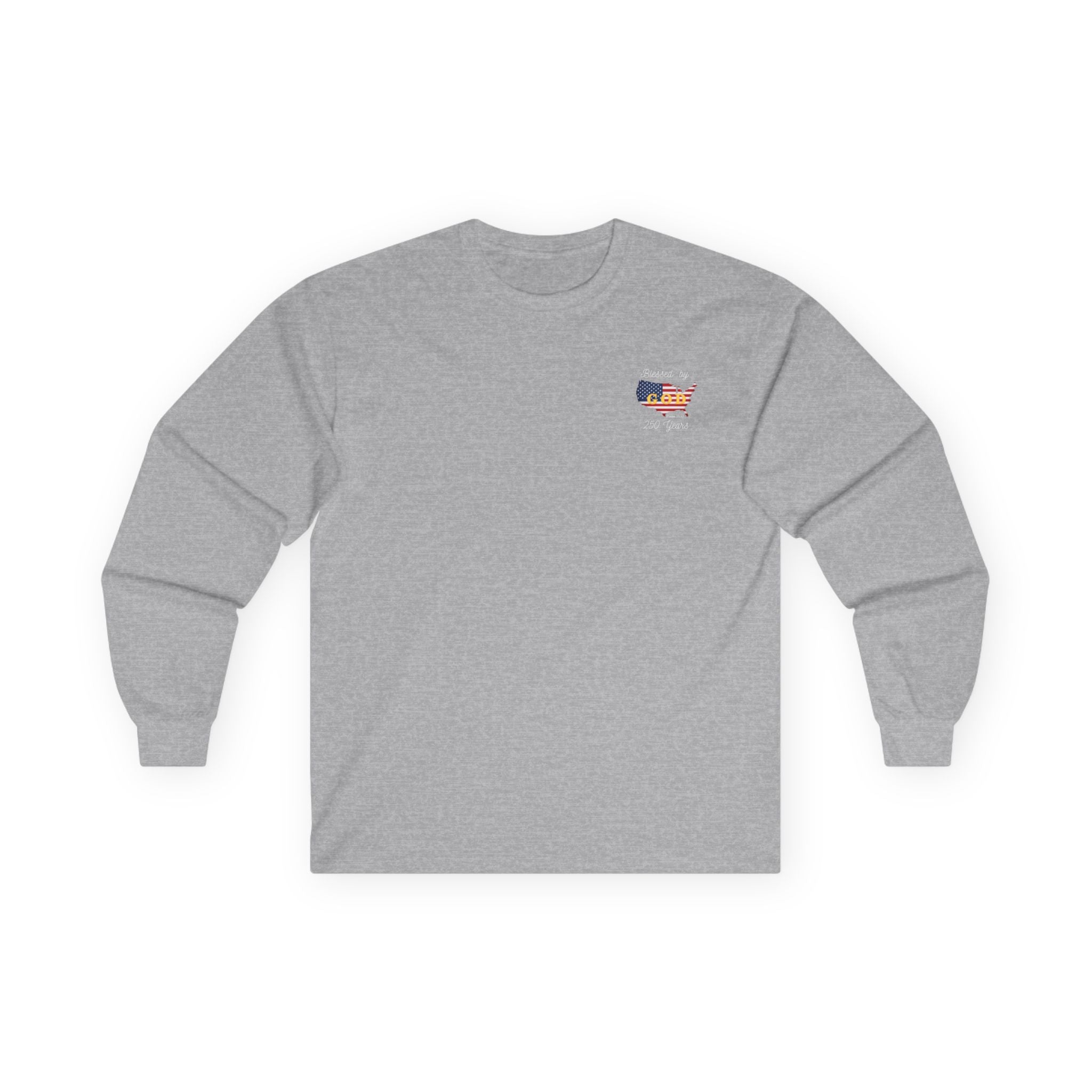 Blessed by God 250 Years - Patriotic USA Faith Cotton Long Sleeve Tee