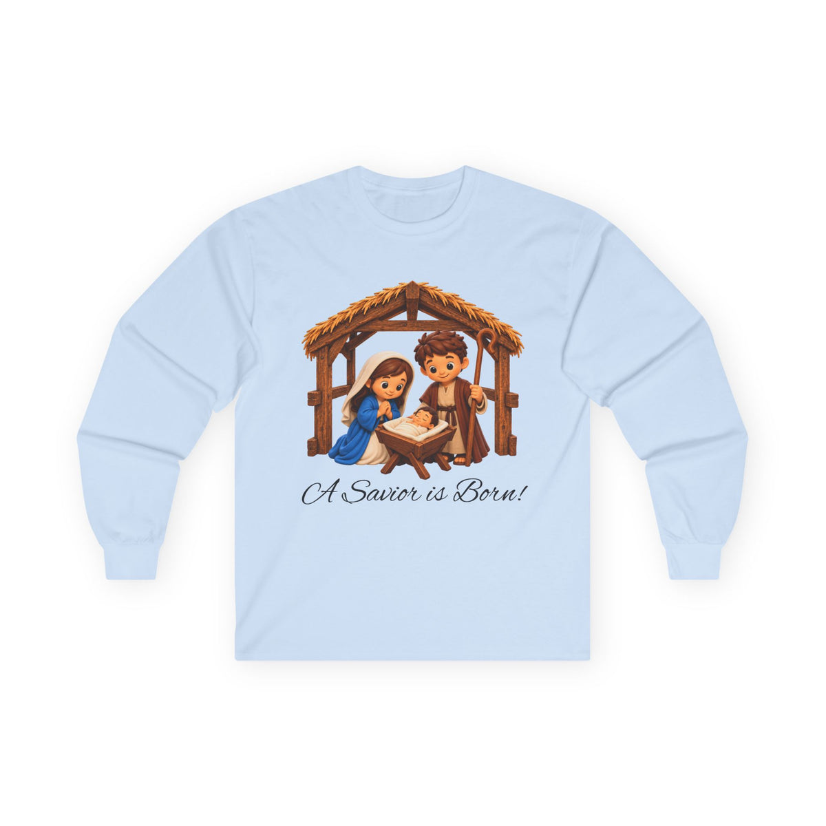 A Savior Is Born Nativity Christian Christmas Long Sleeve T-Shirt