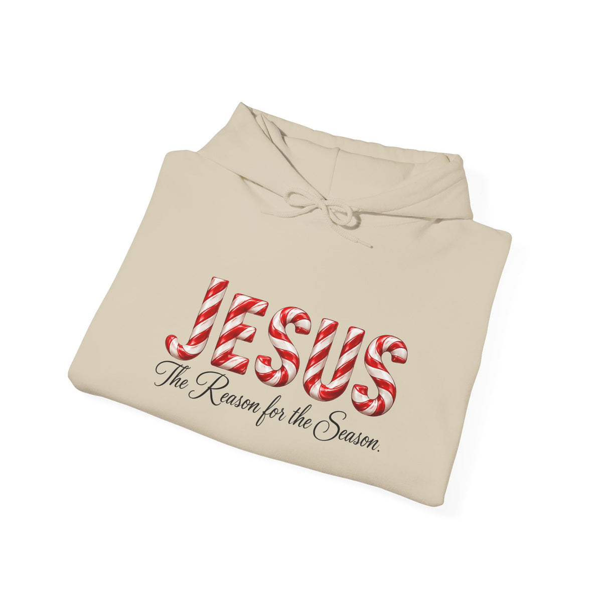 Jesus Is the Reason for the Season – Candy Cane Christmas Christian Hoodie-Unisex Heavy Blend™ Hooded Sweatshirt