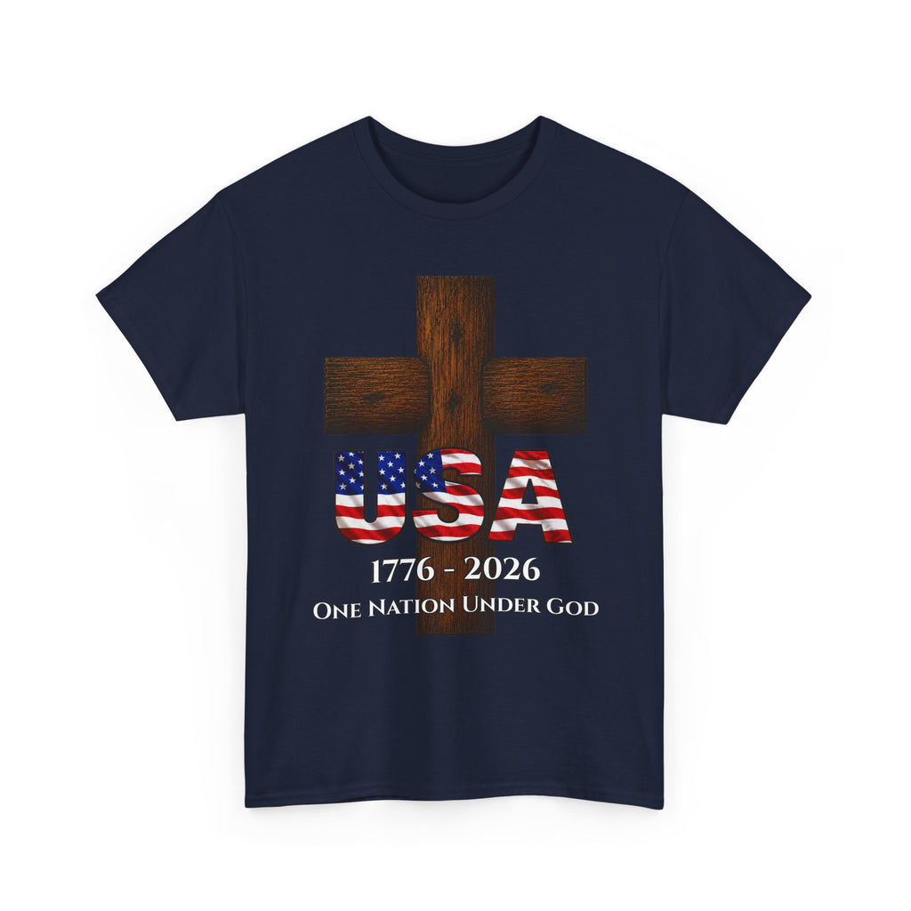 USA Cross 1776-2026 One Nation Under God Patriotic Christian T-Shirt