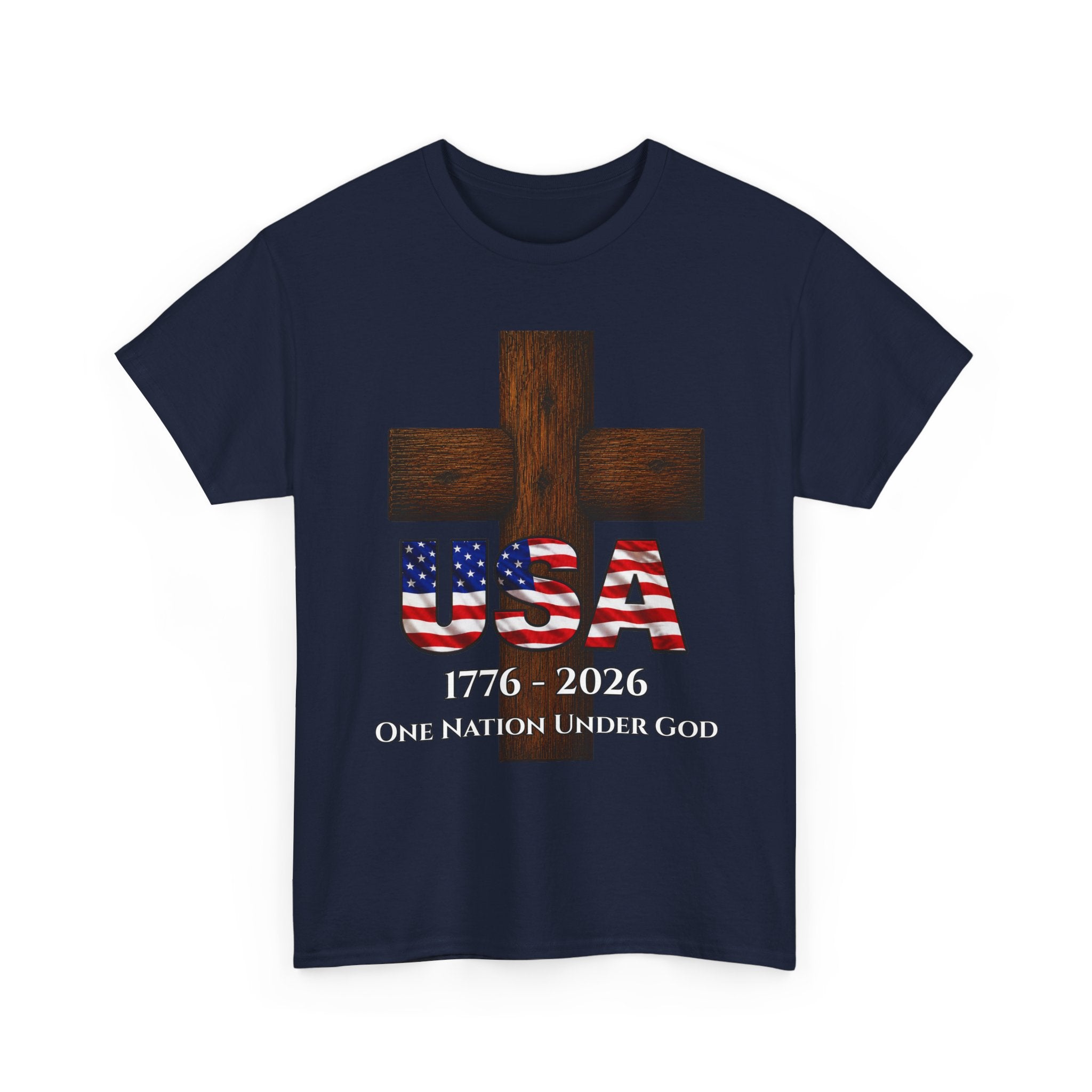 USA Cross 1776-2026 One Nation Under God Patriotic Christian T-Shirt
