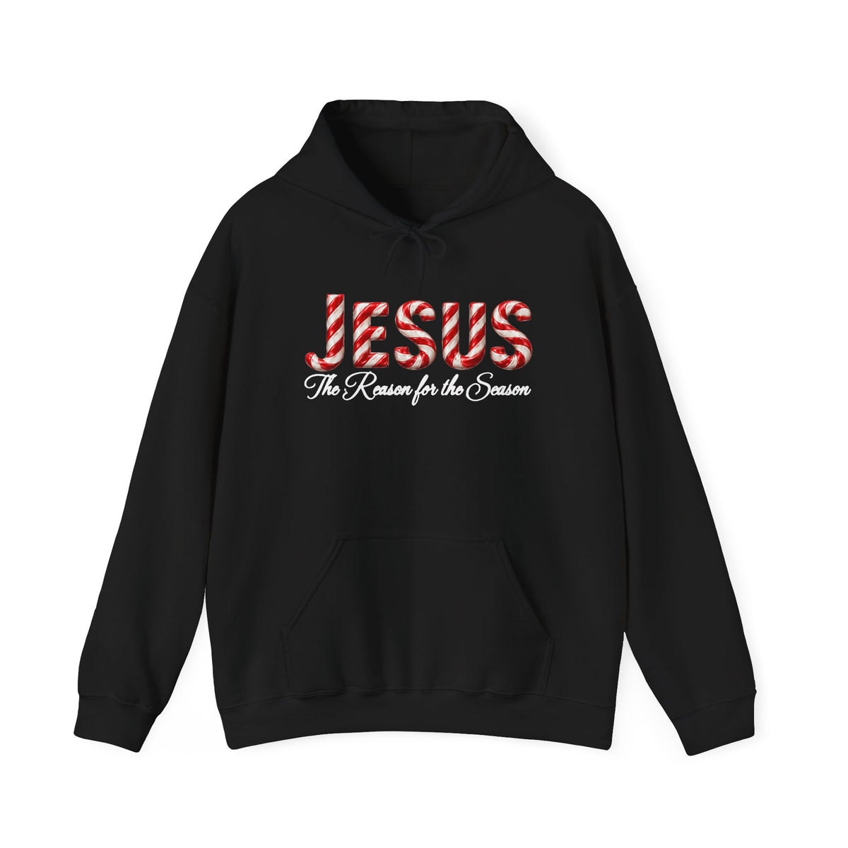 Jesus Is the Reason for the Season – Candy Cane Christmas Christian Hoodie-Unisex Heavy Blend™ Hooded Sweatshirt