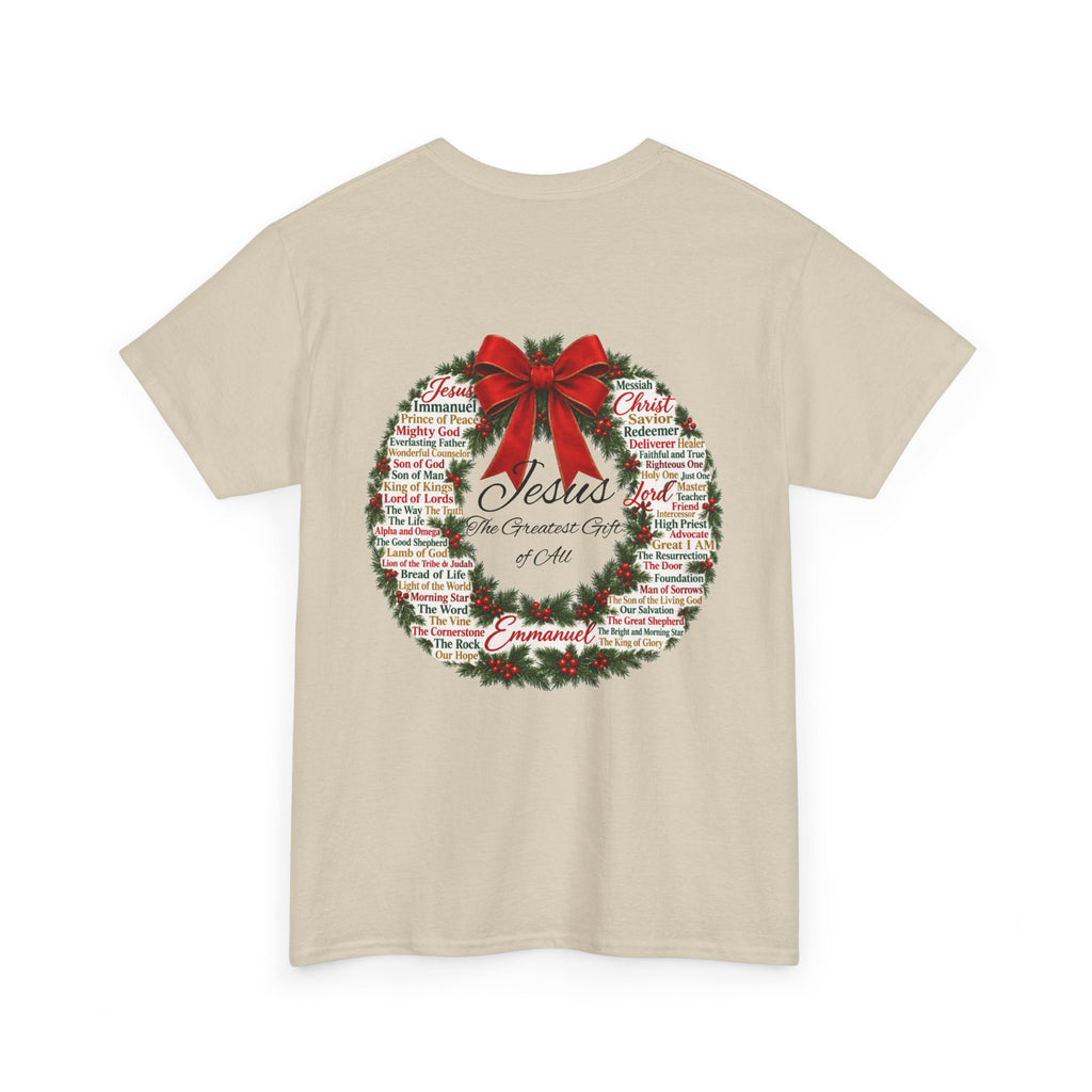 Christmas Wreath Christian Heavy Cotton Tee