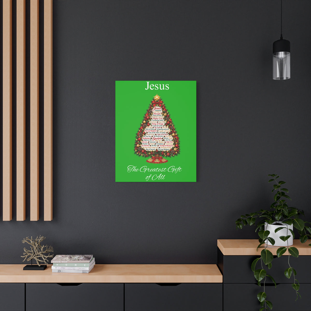 Jesus – The Greatest Gift of All | Christian Christmas Tree Wall Art, Matte Canvas, Stretched, 1.25"