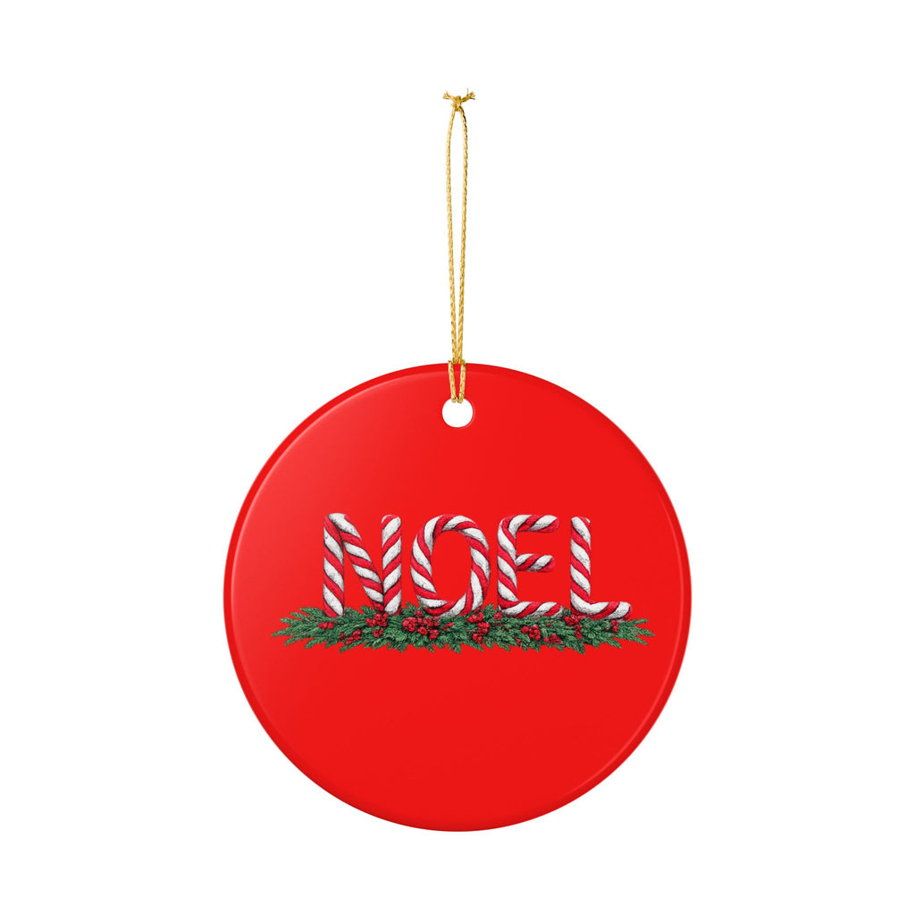 Candy Cane Noel Ceramic Decoration Ornament, (1pc)