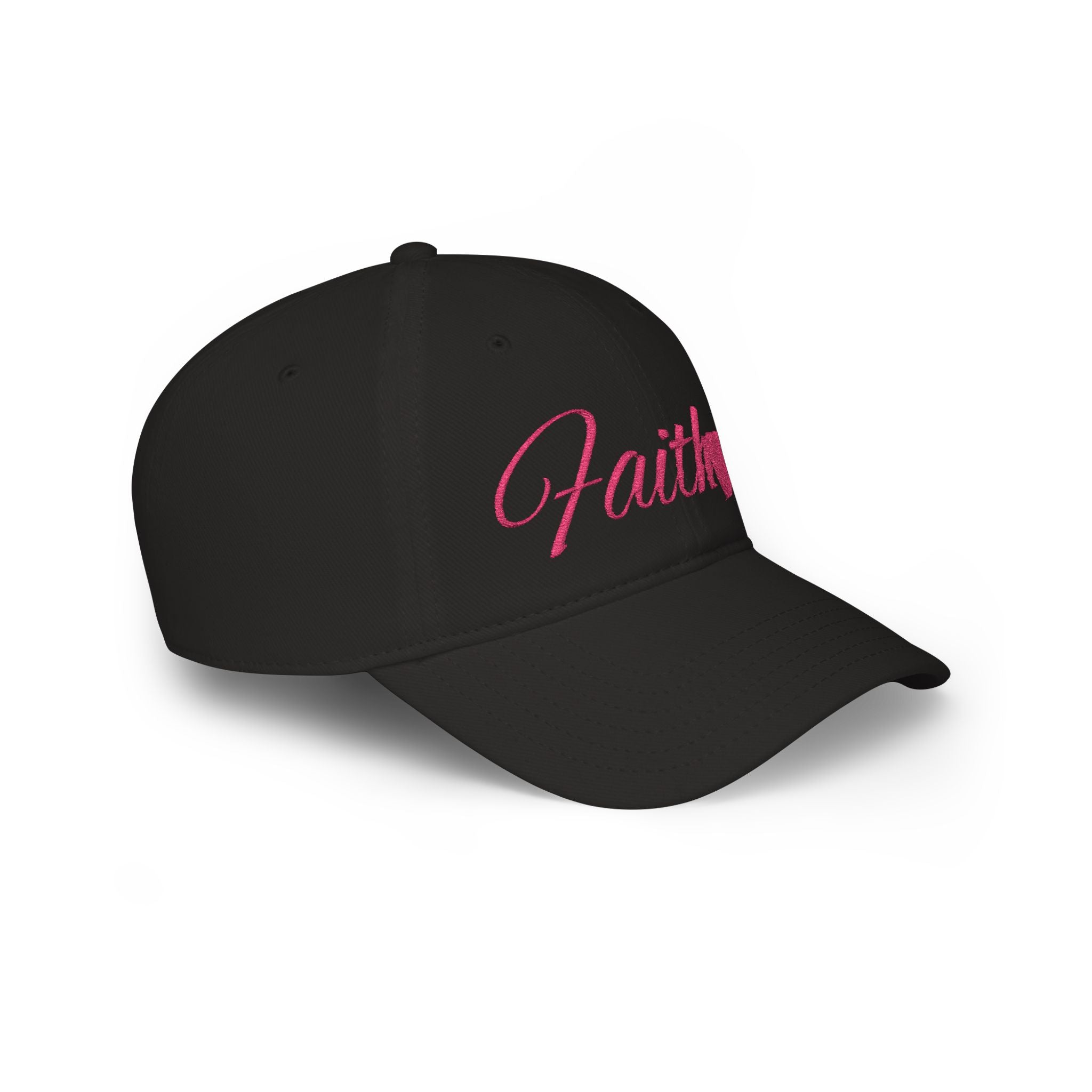 Faith Heart Embroidered Christian Cap – inspirational with Pink Script Design Low Profile Baseball Cap