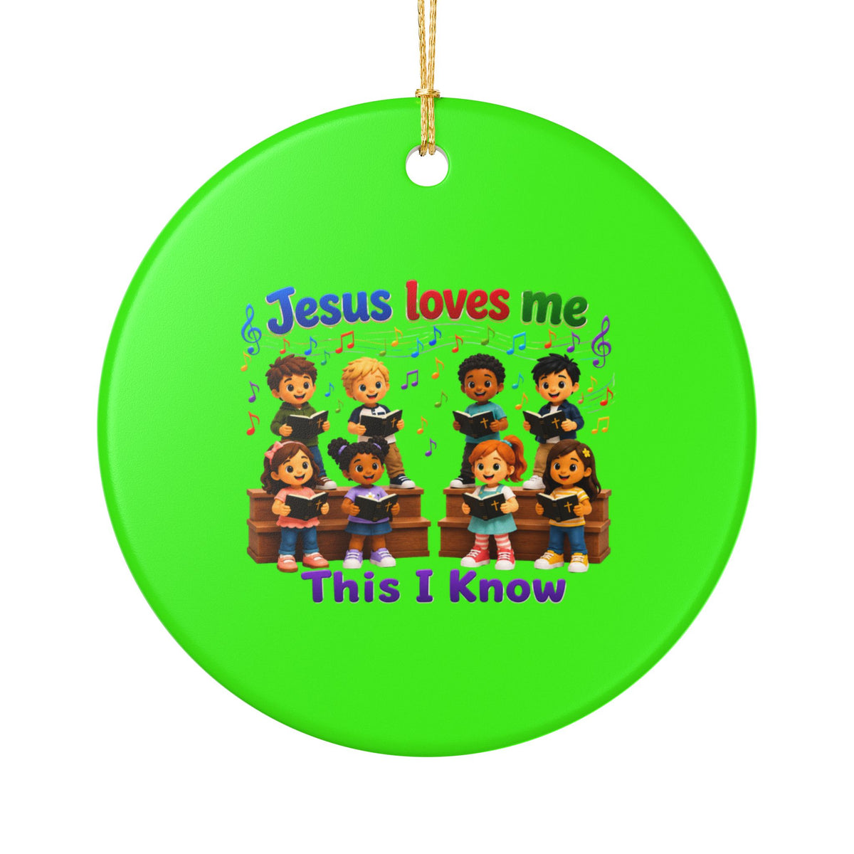 Jesus Loves Me, This I Know Ceramic Christmas Ornament, (1pc)