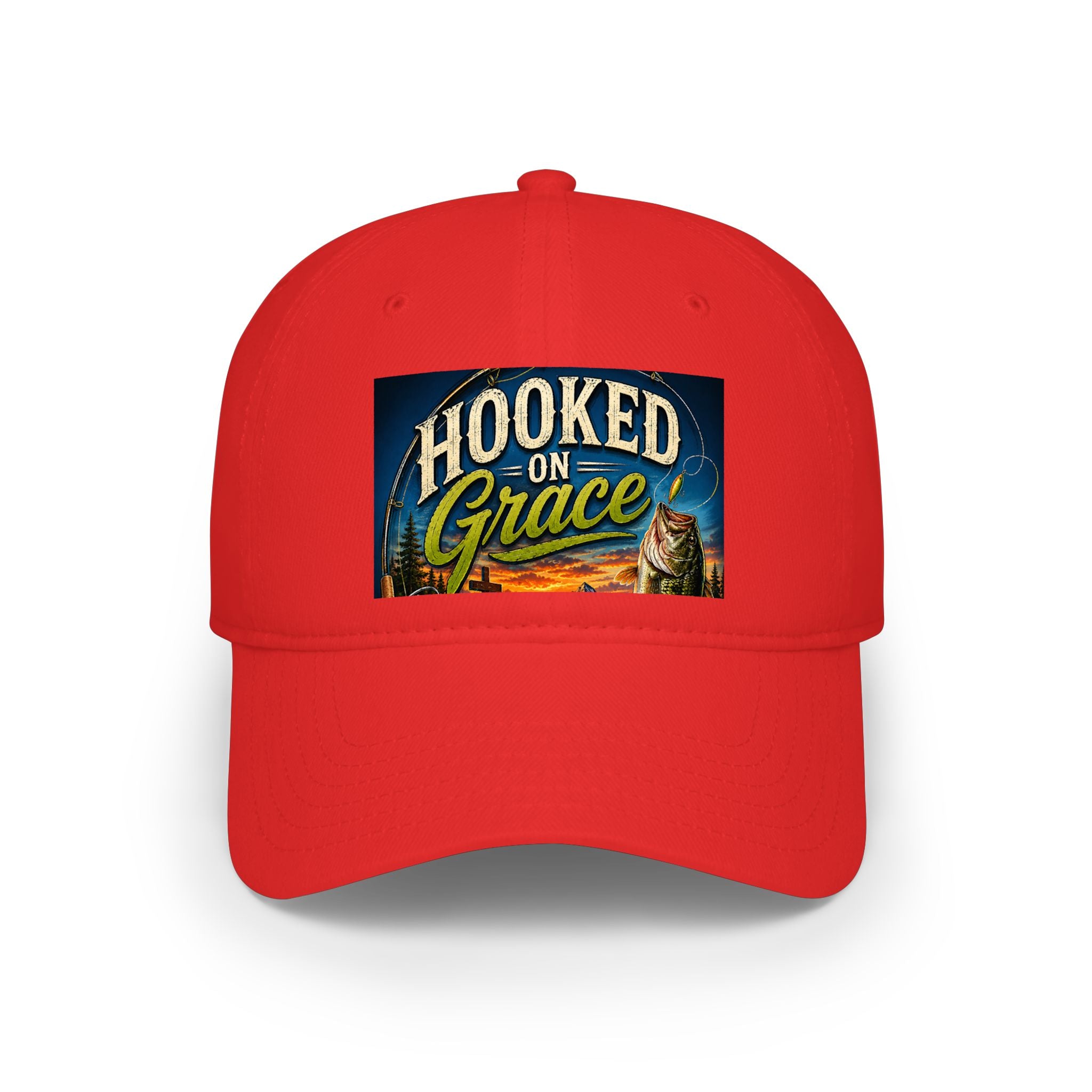 Hooked on Grace Low Profile Baseball Cap – Christian Faith Dad Hat