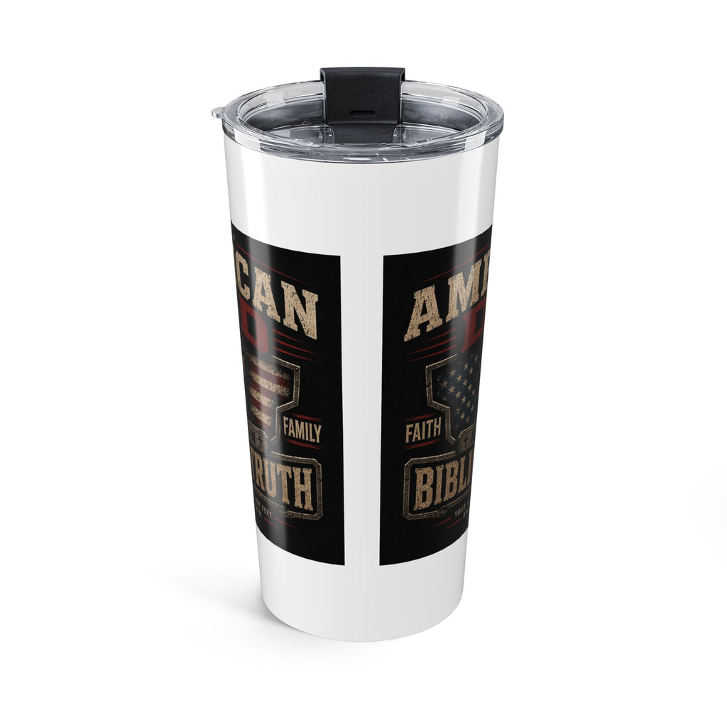 American Dad Built on Biblical Truth Christian Tumbler | Patriotic Faith Travel Cup for Fathers Tumbler 20oz